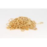 A quantity of 9ct yellow gold necklaces, 35 grams