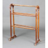 An Edwardian turned mahogany towel rail 85cm h x 66cm w x 30cm d