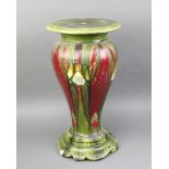 An Art Nouveau Minton jardiniere stand decorated with stylised flowers 60cm The base is stuck