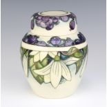 A modern Moorcroft ginger jar and cover decorated Wild Cyclamen 2001, 15cm