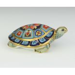 A Royal Crown Derby Imari pattern paperweight of a terrapin with gold stopper 10cm
