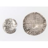 An Elizabeth I shilling and an Elizabeth I 3 pence piece 1566
