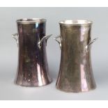 A pair of German silver plated waisted 2 handled vases 30cm
