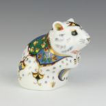 A Royal Crown Derby Imari pattern paperweight of a hamster, gold stopper 7cm