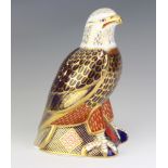 A Royal Crown Derby Imari pattern paperweight of an eagle with silver stopper 17cm