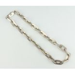 A silver flat link necklace 219 grams