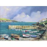 Alan King, oil on board, "Portscatho Cornwall" signed 29cm x 39cm