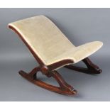 A Victorian mahogany show frame rocking gout stool 36cm x 47cm x 33cm