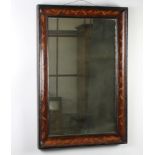 A Dutch rectangular plate wall mirror contained in a floral marquetry frame 94cm x 61cm