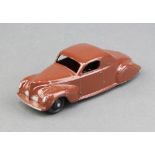 Dinky, a 1947-50 moel of Lincoln Zephyr Coupe (39c) in brown with ridged hubs