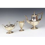 A Sterling silver 3 piece coffee set of vase form, gross 1203 grams