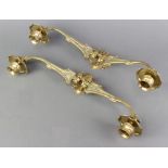 A pair of Art Nouveau brass twin light candle sconces 8cm x 38cm