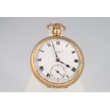 A gentleman's 9ct yellow gold cased mechanical pocket watch with seconds at 6 o'clock, the dial