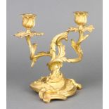 A 19th/20th Century twin light candelabrum with acanthus leaf decoration 21cm h x 23cm w x 17cm d