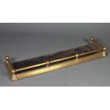 A Victorian brass railed fire curb 19cm h x 120cm w x 36cm d