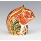 A Royal Crown Derby Imari pattern paperweight of a squirrel, gold stopper 9cm