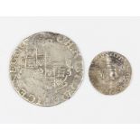 A Charles I shilling and a Charles I coin