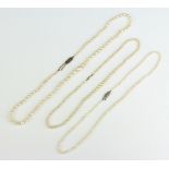 A string of cultured pearls with 9ct yellow gold clasp, 2 others