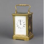Le Roy and Fils, a 19th Century striking carriage clock, the enamelled dial with Roman numerals