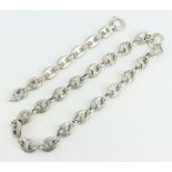 A stylish silver necklace and bracelet 84 grams