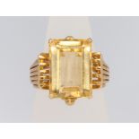 A stylish 14ct citrine dress ring size M, 7.7 grams