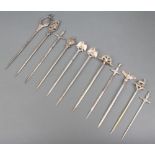 Eleven continental skewers with fancy handles