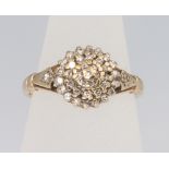 A 9ct yellow gold diamond cluster ring size I 1/2, 2.3 grams