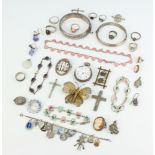 A silver bangle and a quantity of Victorian and other silver jewellery