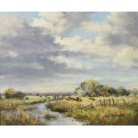 Ann Knowler, oil on board "After The Rain Pevensey Marshes" 24cm x 29cm