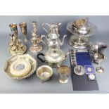 A silver plated tea set and minor plated wares