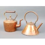 A Victorian circular waisted copper kettle with acorn finial and swing handle 27cm x 21cm,