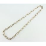 A silver flat link bark finish necklace, 165 grams