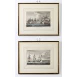 T Whitcombe, coloured engravings, a pair, "Surrender of Tamatave" and "Capture of The Pomone" 15cm x