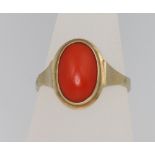 An 8ct coral ring size N, 2.3 grams