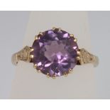 A 9ct yellow gold amethyst ring size M, 2.9 grams