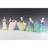 Five Royal Doulton figures - Lauren HN3290 22cm, Flower of Scotland HN4240 22cm, Janette HN3415