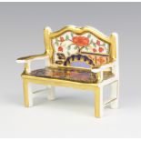 A Royal Crown Derby Imari pattern garden bench 7cm