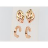 Two pairs of 9ct yellow gold earrings 4.5 grams