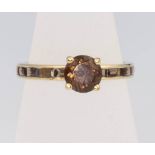 A 9ct yellow gold smoky quartz ring, size N, 1.5 grams