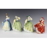 Four Royal Doulton figures - Leading Lady HN2269 20cm, Top O'The Hill 16cm and Buttercup HN2309 19cm