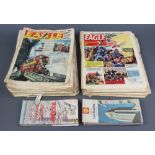 Various 1965 and 1966 editions of The Eagle comic together with various touring maps