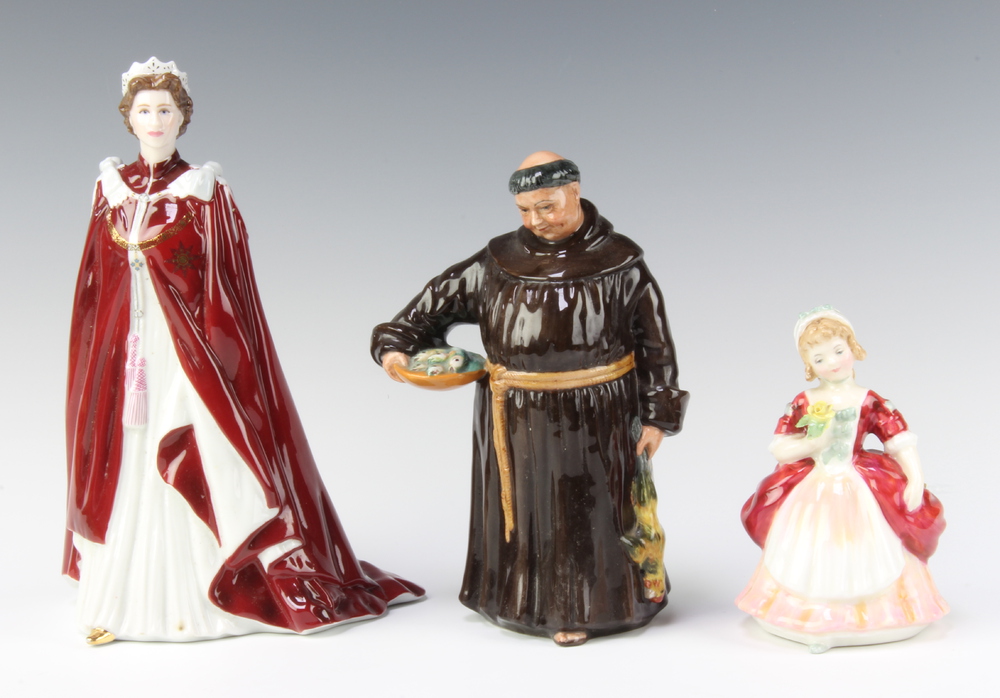 Two Royal Doulton figures - Valerie HN2107 13cm, The Jovial Monk HN2144 19cm and a Royal Worcester