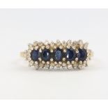 A 9ct yellow gold sapphire and diamond ring size O, 2.9 grams