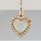 A 14ct yellow gold opal earring