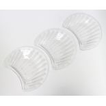 Lalique, a set of 3 frosted glass crescent shaped salad dishes decorated with stylised wheatsheaf,
