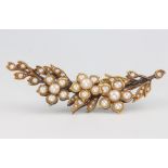 An Edwardian yellow gold seed pearl floral spray brooch