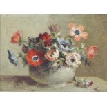 Victor F Webb 1946, oil on board, still life study of a vase of flowers 24cm x 34cm