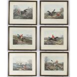 Henry Alken, six coloured prints "Fores's Hunting Casualties" 126, 27cm x 33cm