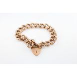 A 9ct yellow gold bracelet with heart shaped padlock 17.7 grams