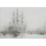William Lionel Wylie (1851-1931), etching, "HMS Victory Entering Dry Dock", limited edition 57/